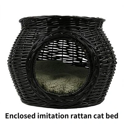 Pasu Hitam-berbentuk Katil Kucing Willow Asli/Katil haiwan peliharaan